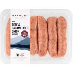 Photo of Harmony Beef & Caramalised Onion Sausages 480g