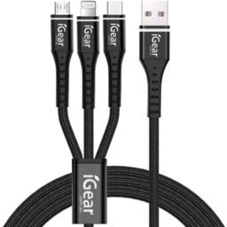 Photo of iGear 3in1 Charge & Braided Black Data Cable