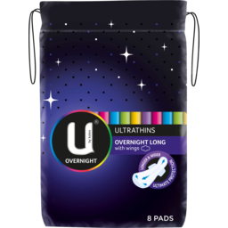 Photo of U By Kotex Ultra Thins Overnight Long With Wings Sanitary Pads 8 Pack