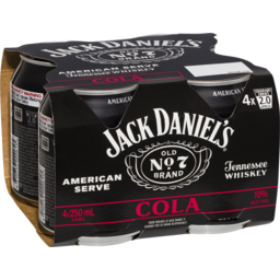 Photo of Jack Daniel's Tennessee Whisky & Cola American Serve Can 4x250ml