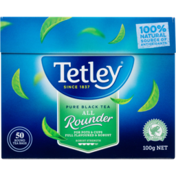 Photo of Tetley Pure Black Tea All Rounder Tea Bags 50 Pack 100g