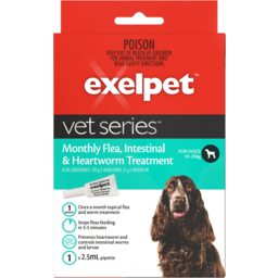 Photo of Exelpet Vet Series Monthly Flea Intestinal & Heartworm Treatment For Dogs 10-25kg