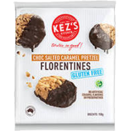 Photo of Kezs Kitchen Gluten Free Salted Caramel & Pretzel Florentines Chocolate Biscuits 150g