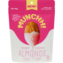 Photo of Munchh! Skinny Coated Almonds White Chocolate With Raspberry Dusting 275g