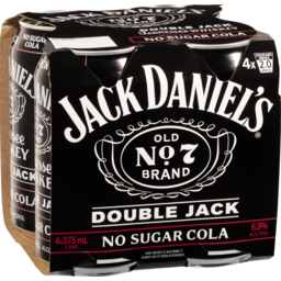 Photo of Jack Daniel's Double Jack & No Sugar Cola 4 Pack 375ml 375ml