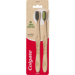 Photo of Colgate Bamboo Charcoal Manual Toothbrush, Value 2 Pack, Soft Bristles, 100% Biodegradable Bamboo Handle, Bpa Free 