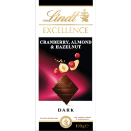 Photo of Lindt Excellence Cranberry Almond & Hazelnut Dark Chocolate Block 100g