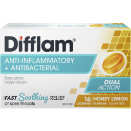 Photo of Difflam Honey & Lemon Flavour Sugar Free Sore Throat Lozenges 16 Pack