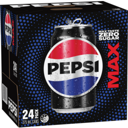 Photo of Pepsi Max No Sugar Soda 375ml x 24 Pack Cans