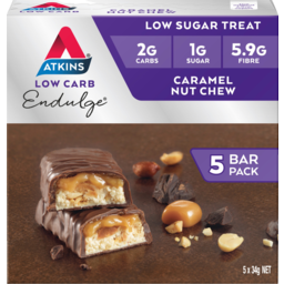 Photo of Atkins Low Carb Endulge Caramel Nut Chew Bars 5 Pack 170g
