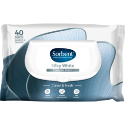 Photo of Sorbent Flushable Wipes Silky White 40 Sheets 
