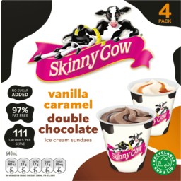 Photo of Skinny Cow Vanilla Caramel And Double Chocolate Ice Cream Sundaes 4 Pack