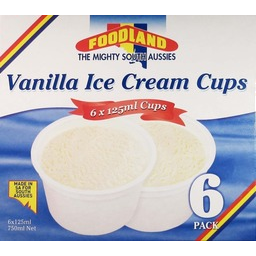 Photo of Foodland Ice Cream Cups Vanilla Multipack 6x125g