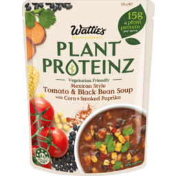 Photo of Wattie's Plant Proteinz Tomato & Black Bean Soup 330g