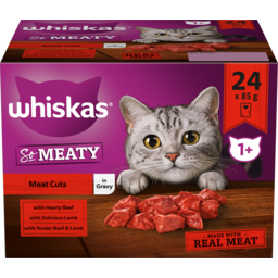 Photo of Whiskas 1+ Years So Meaty Meat Cuts In Gravy Cat Food Pouches Multipack 24x85g