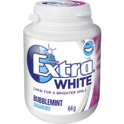 Photo of Extra White Bubblemint Chewing Gum Sugar Free Bottle 46 Piece 64g