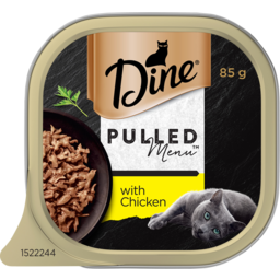 Photo of Dine Pulled Menu With Chicken Cat Food Tray 85g