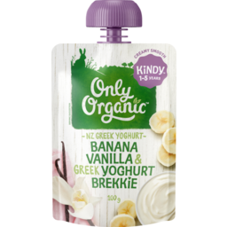 Photo of Only Organic Baby Food Pouch, Kindy Banana, Vanilla & Greek Yoghurt Brekkie 1+ year 100g