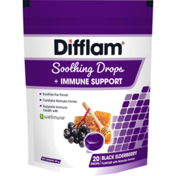 Photo of Difflam Black Elderberry Immune Support Soothing Drops 20 Pack