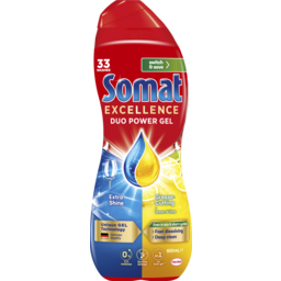 Photo of Somat Excellence Duo Power Gel (33 Washes), Fast Dissolving Dishwasher Liquid Gel Cleaner Lemon 600ml 600ml