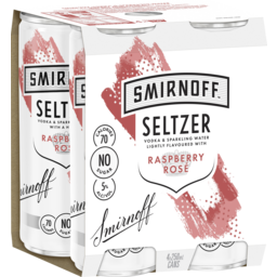 Photo of Smirnoff Seltzer Raspberry Rosè 250ml 4 Pack