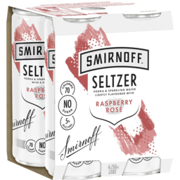 Photo of Smirnoff Seltzer Raspberry Rosè 250ml 4 Pack