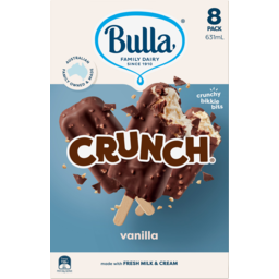 Photo of Bulla Crunch With Crunchy Biscuit Pieces Vanilla Ice Creams 8 Pack 631ml