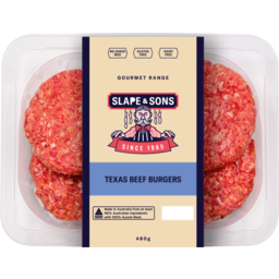 Photo of Slape & Sons Gourmet Range Texas Beef Burgers 480g