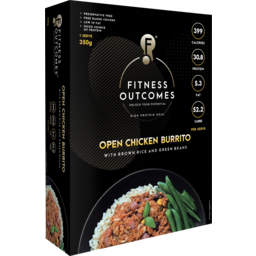 Photo of Fitness Outcomes Frozen Open Chicken Burrito With Brown Rice And Green Beans