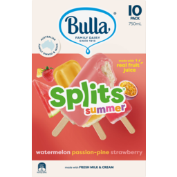 Photo of Bulla Strawberry Passion Pine Watermelon Summer Splits Ice Creams 10 Pack 750ml