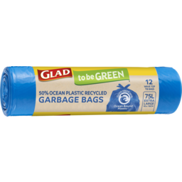 Photo of Glad To Be Green® 50% Ocean Bound Plastic Recycled Garbage Bags 75l Extra Large 12 Pack 