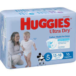 Photo of Huggies Ultra Dry Nappies Boys Size 5 (13-18kg) 16pk