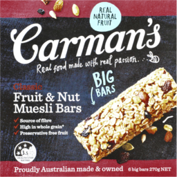 Photo of Carmans Classic Fruit & Nut Muesli Bars 6 Pack 270g
