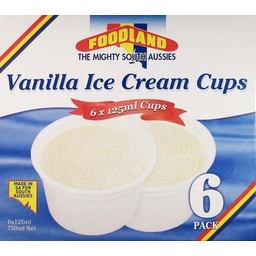 Photo of Foodland Ice Cream Cups Vanilla Multipack 6.0x125g