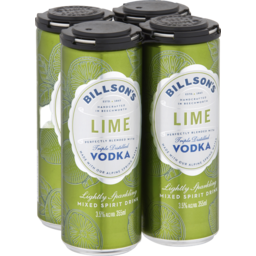 Photo of Billsons Vodka Kaffir Lime 355ml 4 Pack