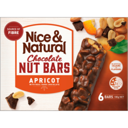 Photo of Nice & Natural Chocolate Nut Bars Apricot With Real Dark Chocolate 6 Pack