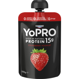 Photo of Danone YoPRO YoPRO High Protein Strawberry Greek Yoghurt Pouch 150g