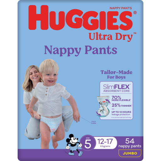 Drakes Online Newton - Huggies Ultra Dry Nappy Pants For Boys 12-17kg Size  5 Jumbo 54 Pack