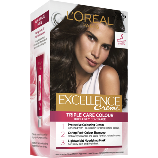 L'oréal Paris L'oréal Excellence Crème 3 Darkest Brown Hair Colour ...