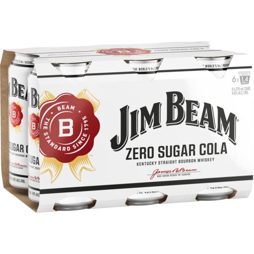 Carnegie IGA Plus Liquor - Jim Beam Bourbon & Zero Sugar Cola 6 Pack 375mL  375mL