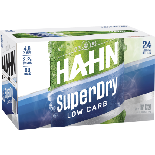 Marks Supa IGA - Hahn Super Dry 4.6% 24x330ml Bottle Carton
