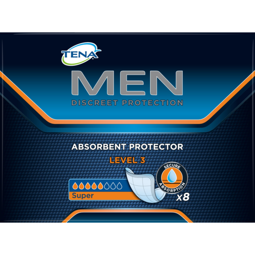Drakes Online Findon - Tena Men Super Level 3 Absorbent Protector  Incontinence Pads 8 Pack