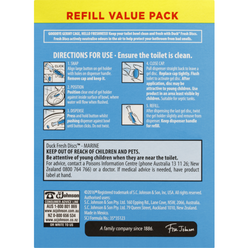 SUPA IGA Blaxland - Duck Fresh Discs 4 In 1 Marine In The Bowl Toilet  Cleaner Refill 2x36ml