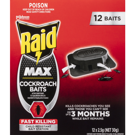 Drakes Online Findon - Raid Cockroach Baits Pest Control 12 Pack 30g