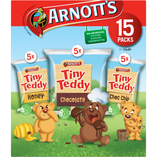 Drakes Online Newton - Arnotts Tiny Teddy Variety Multipack 15 Pack 375g