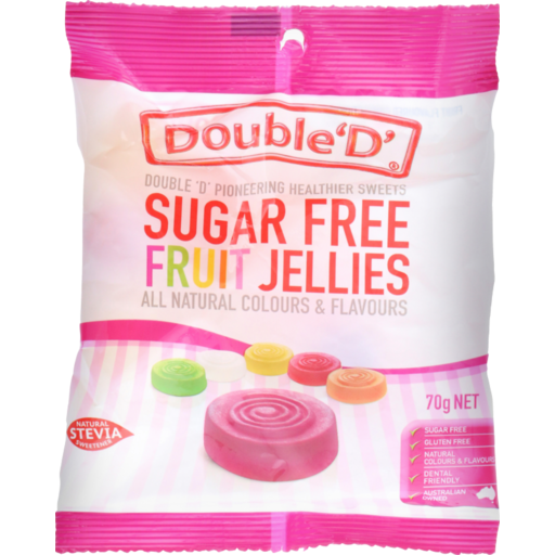 FreshChoice Roslyn - Double D Sweets Gluten Free & Sugar Free Jelly Rounds  70g