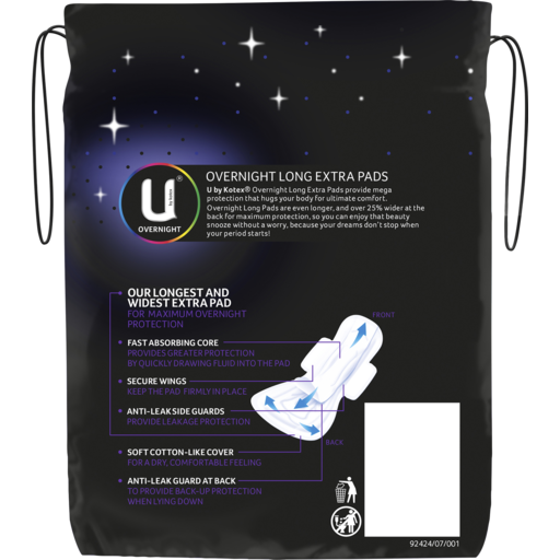 FreshChoice Queenstown - U by Kotex Extra Overnight Pads Long with Wings 8  Pack