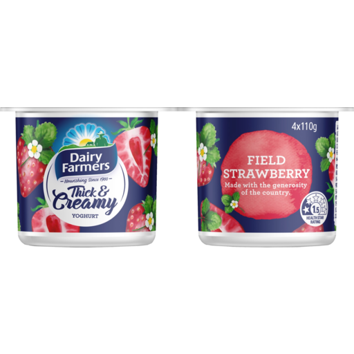 Dairy Farmers Thick & Creamy Field Strawberry Yoghurt 4 Pack 440g ...