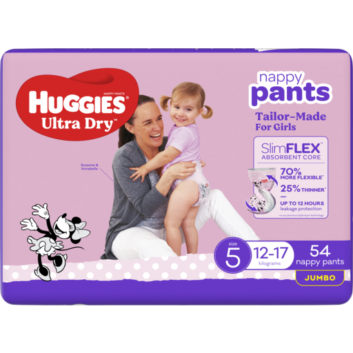 Ryan's IGA Mt Clear - Huggies Ultra Dry Nappy Pants Girls Size 5 (12-17kg)  54 Pack