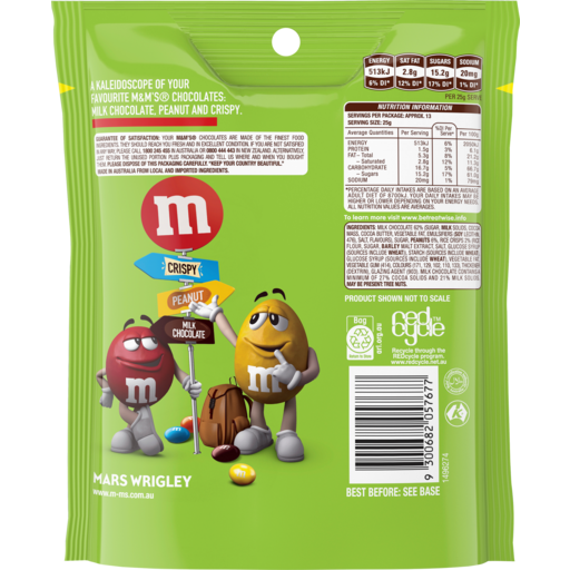 M&M's Mix Up's (Milk Chocolate, Peanut, Crispy) Large Bag, 335g